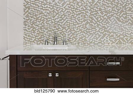 Tiles, sink and drawers in modern bathroom View Large Photo Image Stock Image - Tiles, sink and drawers in modern bathroom. Fotosearch