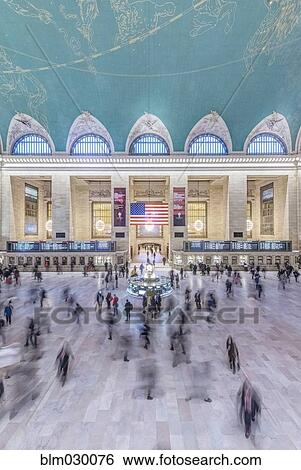 Stock Photograph - Blurred people walking outside Grand Central Terminal, New York City, New York, United States, . Fotosearch