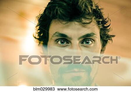 Stock Image - Close up portrait of man with beard. Fotosearch