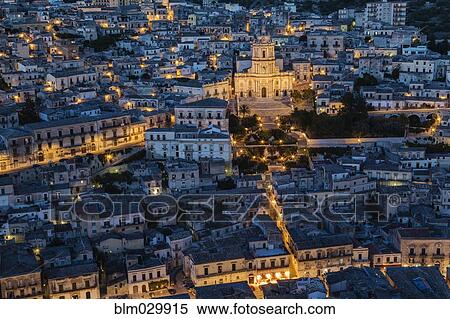 Duomo di San Pietro at dusk, Modica, Sicily, Italy View Large Photo Image Stock Photography - Duomo di San Pietro at dusk, Modica, Sicily, Italy. Fotosearch