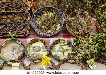 Herbs and spices displayed at market stall, Palermo, Sicily, Italy View Large Photo Image Stock Image - Herbs and spices displayed at market stall, Palermo, Sicily, Italy. Fotosearch