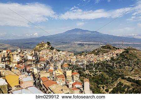 Stock Image - Mountain behind town, Centuripe, Sicily, Italy. Fotosearch