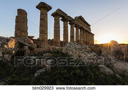 Stock Image - Temple of Hera ruins, Selinunte, Sicily, Italy. Fotosearch
