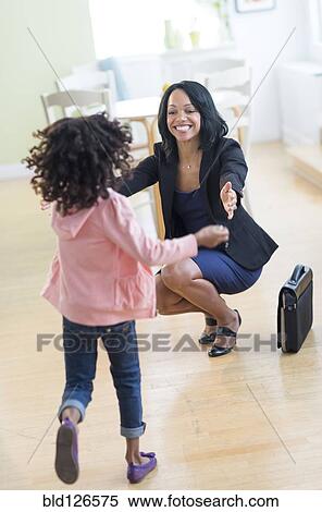 African American girl running to greet mother View Large Photo Image Stock Photography - African American girl running to greet mother. Fotosearch