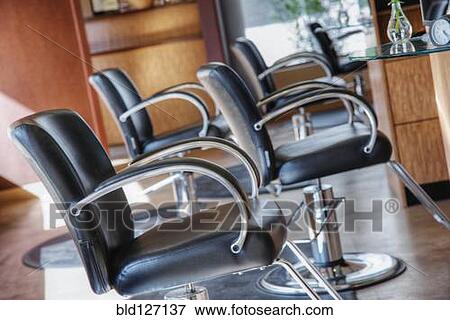 Chairs in empty beauty salon View Large Photo Image Stock Photo - Chairs in empty beauty salon. Fotosearch