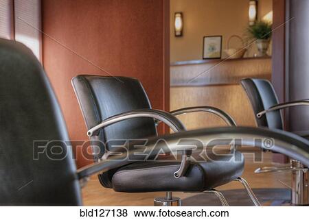 Chairs in empty beauty salon View Large Photo Image Stock Photo - Chairs in empty beauty salon. Fotosearch