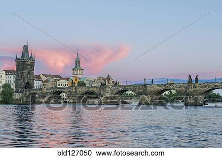Charles Bridge and city at sunset, Prague, Czech Republic View Large Photo Image Stock Image - Charles Bridge and city at sunset, Prague, Czech Republic. Fotosearch
