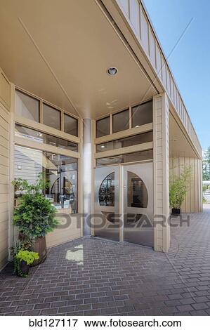Entrance of modern building View Large Photo Image Stock Photo - Entrance of modern building. Fotosearch