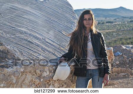female engineer in quarry View Large Photo Image Stock Photo - female engineer in quarry. Fotosearch