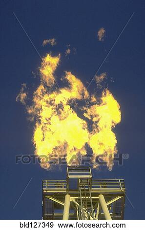 Flame Burning From an Oil Rig View Large Photo Image Stock Photo - Flame Burning From an Oil Rig. Fotosearch