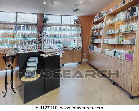 Interior of beauty salon retail space View Large Photo Image Stock Photo - Interior of beauty salon retail space. Fotosearch