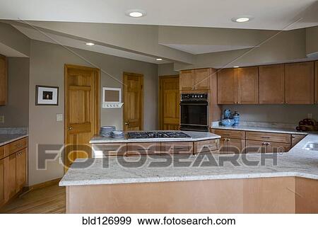 Kitchen with island View Large Photo Image Stock Photo - Kitchen with island. Fotosearch