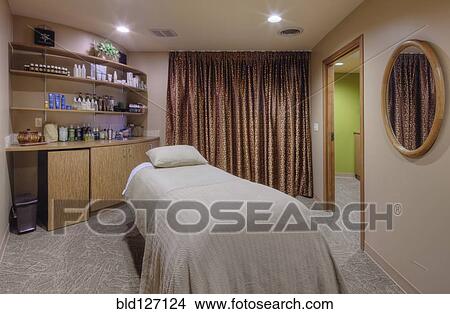 Massage table in beauty salon View Large Photo Image Picture - Massage table in beauty salon. Fotosearch