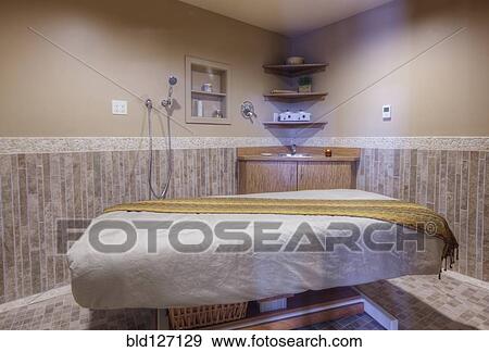 Massage table in beauty salon View Large Photo Image Stock Photo - Massage table in beauty salon. Fotosearch