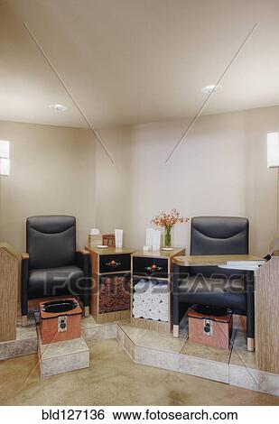 Pedicure foot bath stations in beauty salon View Large Photo Image Stock Photograph - Pedicure foot bath stations in beauty salon. Fotosearch