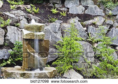 Stock Photo - Rocks and water feature. Fotosearch
