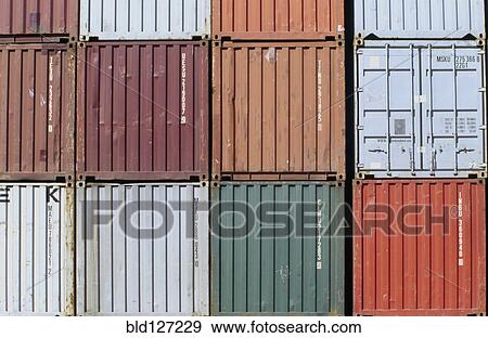 Row of shipping containers close-up View Large Photo Image Stock Photo - Row of shipping containers close-up. Fotosearch