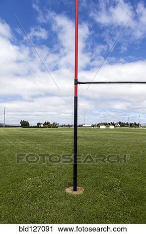 Stock Image - Rugby field and goal. Fotosearch