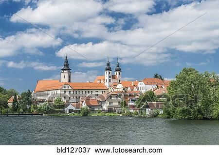 Stock Photo - Strahov Monastery on lake, Prague, Central Bohemia, Czech Republic. Fotosearch