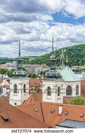 Towers and rooftops, Prague, Central Bohemia, Czech Republic View Large Photo Image Picture - Towers and rooftops, Prague, Central Bohemia, Czech Republic. Fotosearch