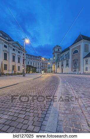 Vacant cobblestone street at dawn, Vienna, Austria View Large Photo Image Stock Photography - Vacant cobblestone street at dawn, Vienna, Austria. Fotosearch