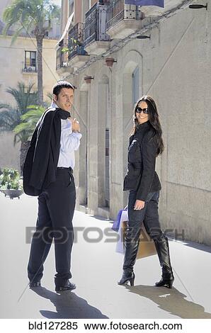 young couple on shopping trip in European street View Large Photo Image Stock Photography - young couple on shopping trip in European street. Fotosearch