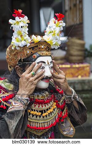 Balinese performer wearing mask and costume, Mas, Bali, Indonesia View Large Photo Image Stock Photo - Balinese performer wearing mask and costume, Mas, Bali, Indonesia. Fotosearch