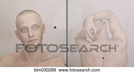 Stock Photo - Diptych of bare chested Caucasian man. Fotosearch