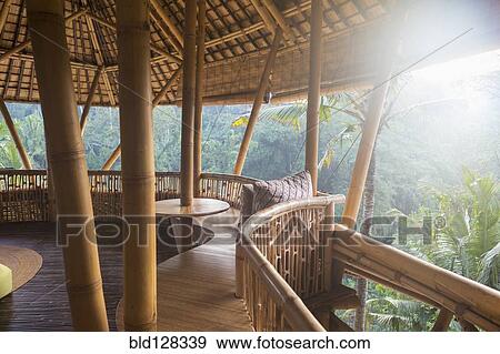 Stock Photo - Bamboo hotel patio, Ubud, Bali, Indonesia. Fotosearch