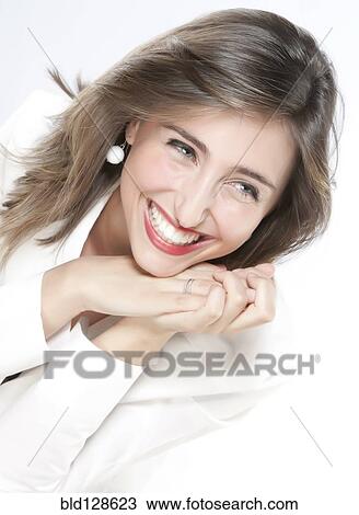 Close up of smiling woman View Large Photo Image Stock Image - Close up of smiling woman. Fotosearch