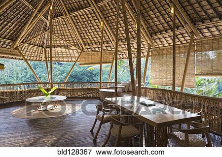 Stock Photo - Dining table in bamboo room. Fotosearch