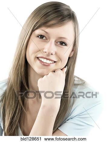 Hispanic woman resting chin in hand View Large Photo Image Stock Image - Hispanic woman resting chin in hand. Fotosearch