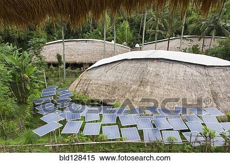 Solar panels in tropical garden View Large Photo Image Stock Photography - Solar panels in tropical garden. Fotosearch