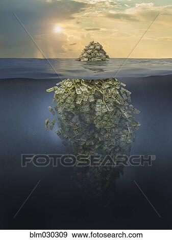 Iceberg of money floating in ocean View Large Photo Image Stock Photo - Iceberg of money floating in ocean. Fotosearch