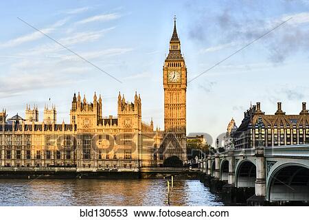 日の出 照ること 上に ビッグベン ロンドン イギリス ストックイメージ Bld Fotosearch