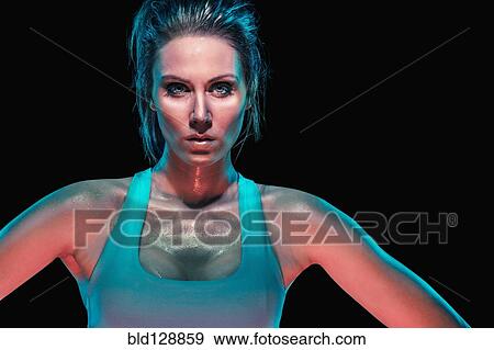 Stock Photo - Caucasian woman with serious expression. Fotosearch