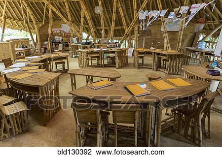 Circular desks in bamboo classroom View Large Photo Image Stock Image - Circular desks in bamboo classroom. Fotosearch