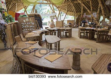 Circular desks in bamboo classroom View Large Photo Image Stock Image - Circular desks in bamboo classroom. Fotosearch