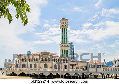 Floating Mosque under blue sky, Tanjung Bungah, Penang, Malaysia View Large Photo Image Picture - Floating Mosque under blue sky, Tanjung Bungah, Penang, Malaysia. Fotosearch