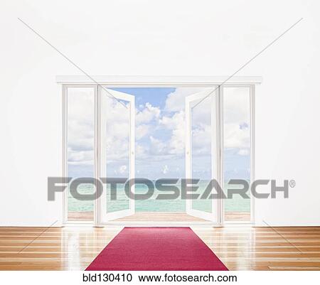 French doors opening onto beach View Large Photo Image Stock Image - French doors opening onto beach. Fotosearch