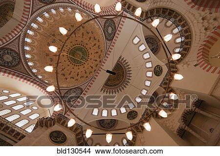 Low angle view of ornate lighting in Blue Mosque, Istanbul, Turkey View Large Photo Image Picture - Low angle view of ornate lighting in Blue Mosque, Istanbul, Turkey. Fotosearch