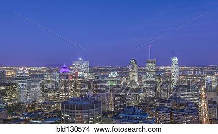 Montreal city skyline lit up at night View Large Photo Image Picture - Montreal city skyline lit up at night. Fotosearch