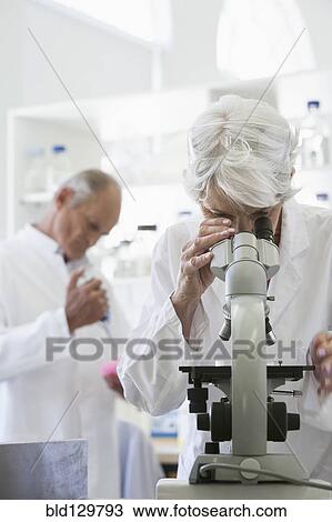 Senior Caucasian scientist using microscope in lab View Large Photo Image Stock Image - Senior Caucasian scientist using microscope in lab. Fotosearch