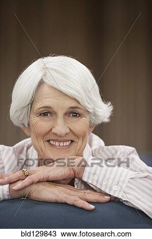 Stock Image - Senior Caucasian woman smiling. Fotosearch