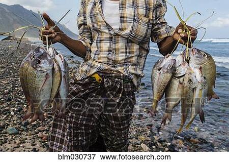 Stock Photo - Fisherman showing his catch. Fotosearch