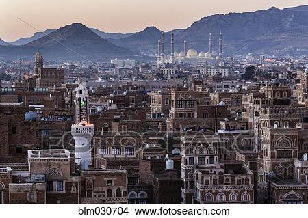 Picture - View of Sanaa skyline, Yemen. Fotosearch