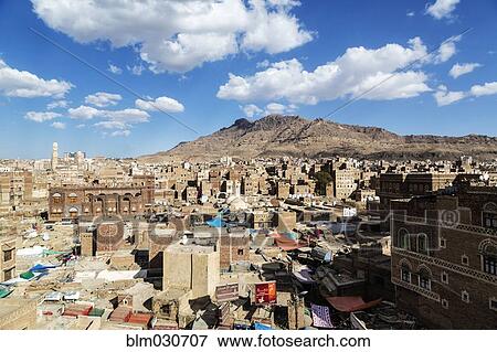 Stock Photo - View of Sanaa skyline, Yemen. Fotosearch