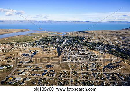 Stock Image - Aerial view of El Calafate cityscape, Patagonia, Argentina. Fotosearch