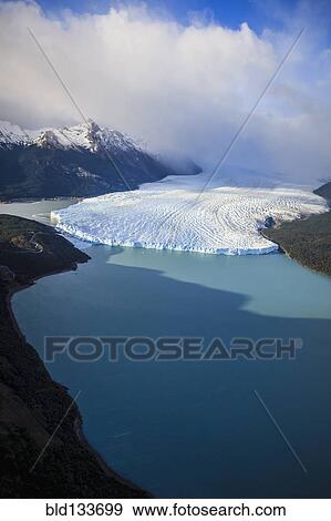 Aerial view of glacier in rural landscape, El Calafate, Patagonia, Argentina View Large Photo Image Stock Photo - Aerial view of glacier in rural landscape, El Calafate, Patagonia, Argentina. Fotosearch