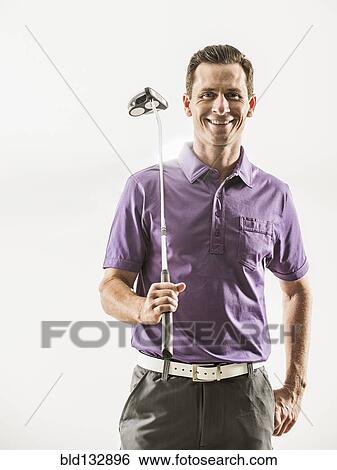 Caucasian golf player smiling View Large Photo Image Stock Photograph - Caucasian golf player smiling. Fotosearch